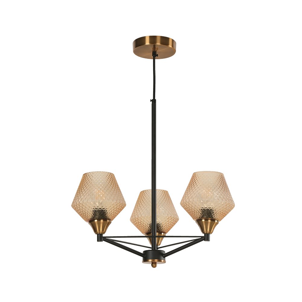 Lámpara colgante Designers Negro y Dorado 3 luces e27 60w