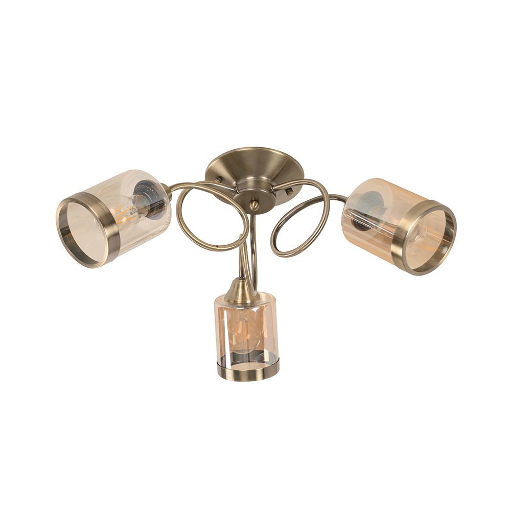 Lámpara de techo ikelite bronce antiguo 3 luces e27 60w