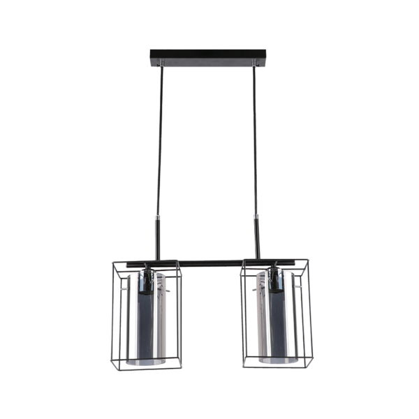Lámpara colgante Designers Square negro ahumado 2 luces e27 60w