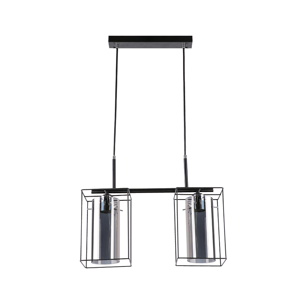 Lámpara colgante Designers Square negro ahumado 2 luces e27 60w