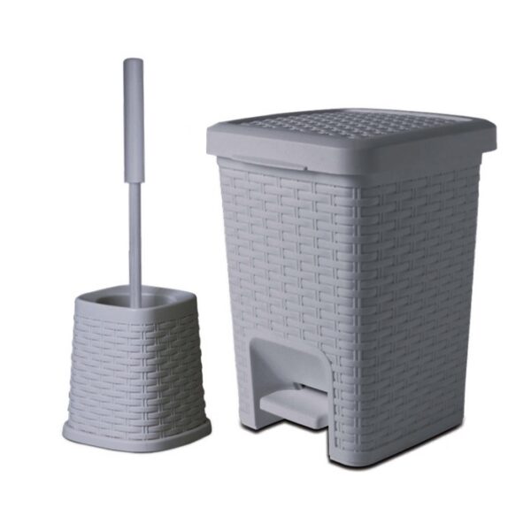 Papelera Kennedy con pedal 6lts+cepillo Gris