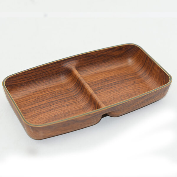 Plato de plástico hamilton 2 compartimientos diseño madera
