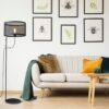Lámpara de piso pilar malla metal negro 130cm e27 — vista 2