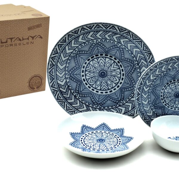 8Set de vajillas de porcelana kutahya azul 24 piezas