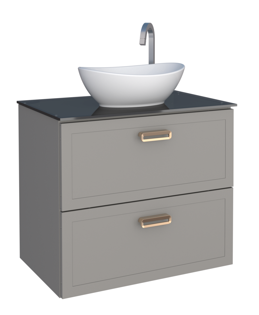 Mueble de baño cozimax odin con tapa de vidrio gris