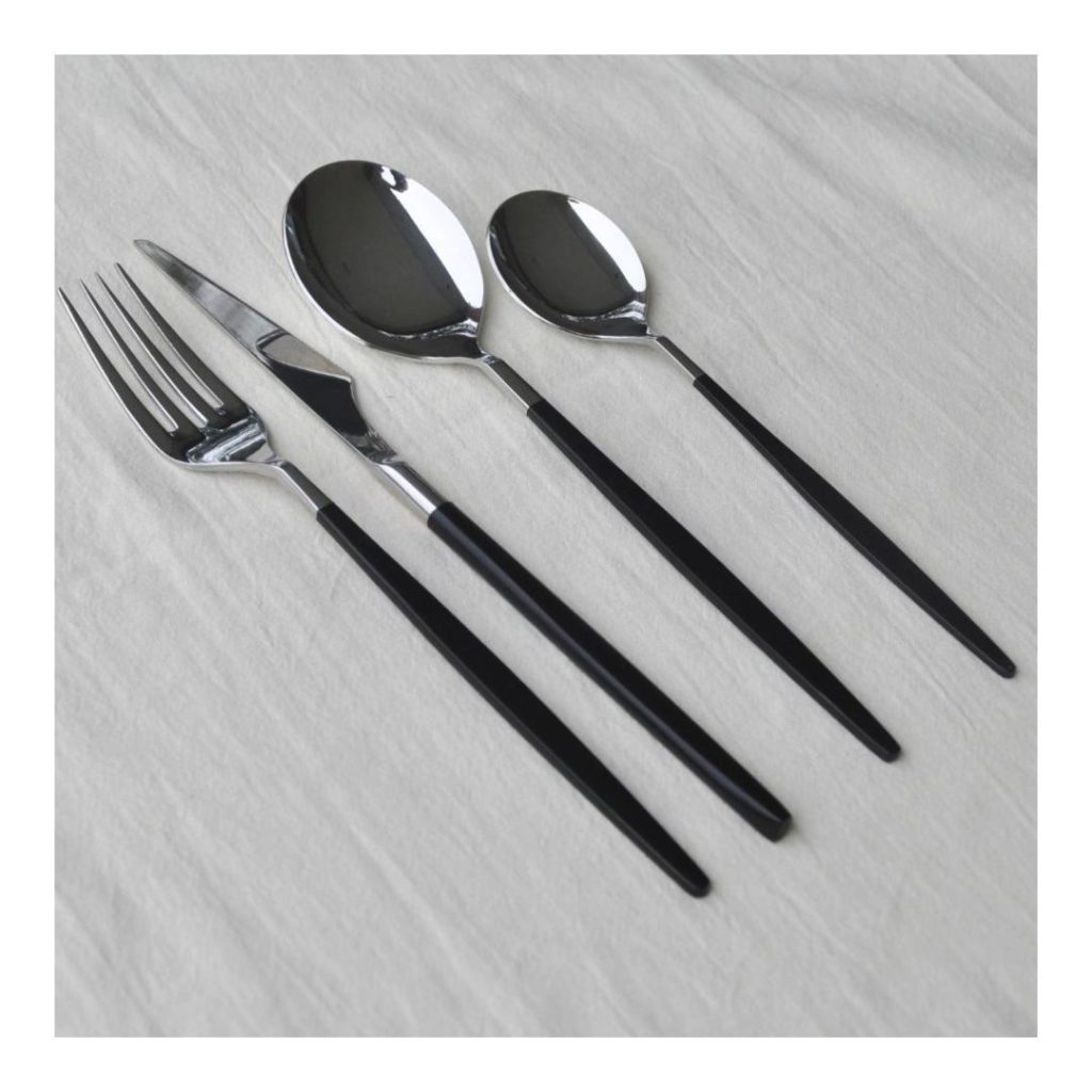Set de cubiertos de cocina mango negro 16 piezas