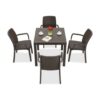 Juego de comedor para exterior 4 sillas 1 mesa con vidrio chocolate — vista 1