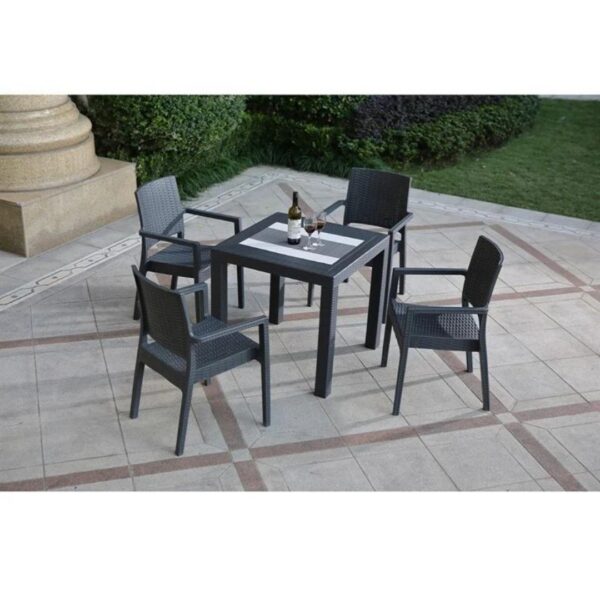 Juego de comedor para exterior 4 sillas 1 mesa con vidrio gris