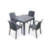 Juego de comedor para exterior 4 sillas 1 mesa con vidrio gris — vista 3