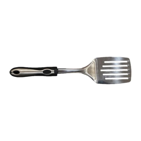 Espátula de cocina metálica mango negro