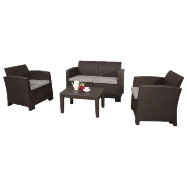 Juego de sillones kennedy 3 sofás mas 1 mesa de centro chocolate