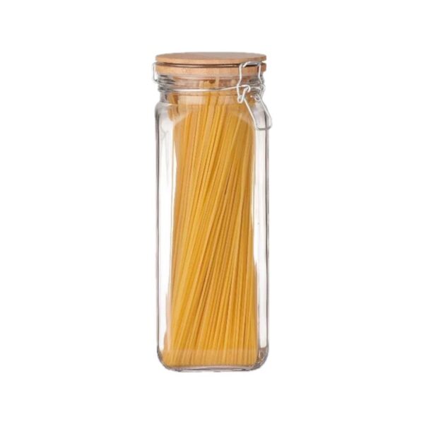 Frasco de vidrio con tapa click de madera