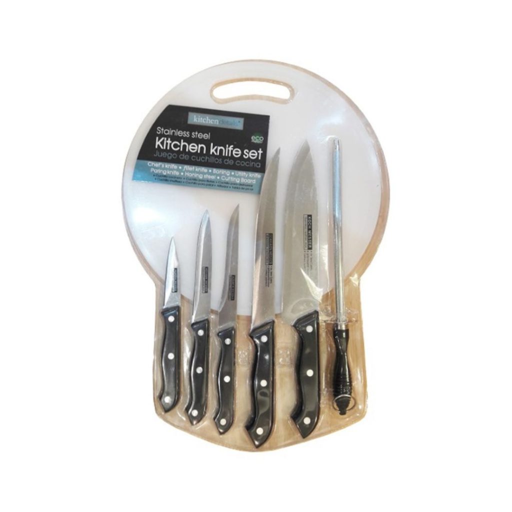 Set de 7 cuchillos de cocina con tabla de picar