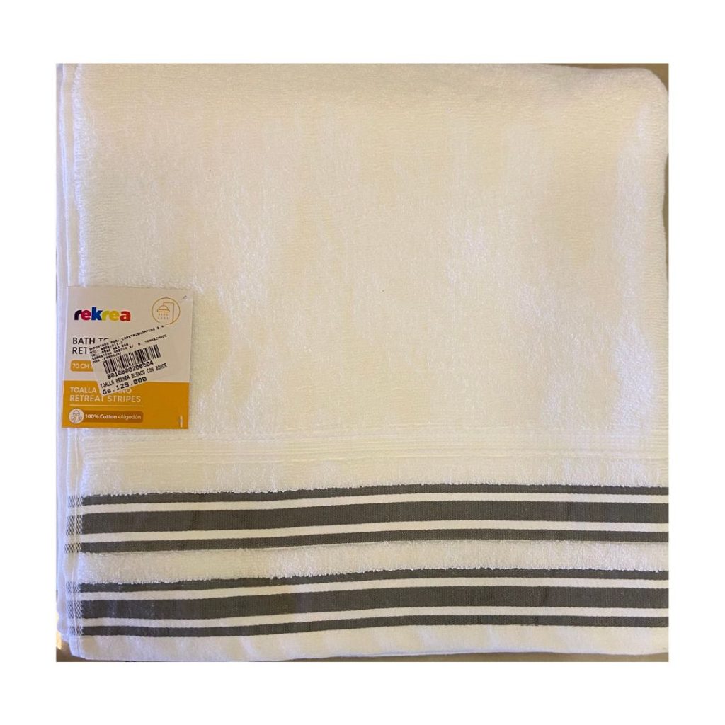 Toalla rekrea blanco con borde 70x140cm