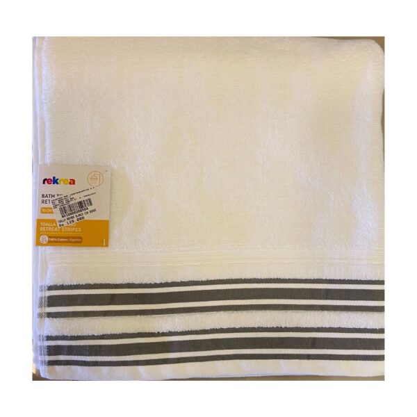 Toalla rekrea blanco con borde 70x140cm