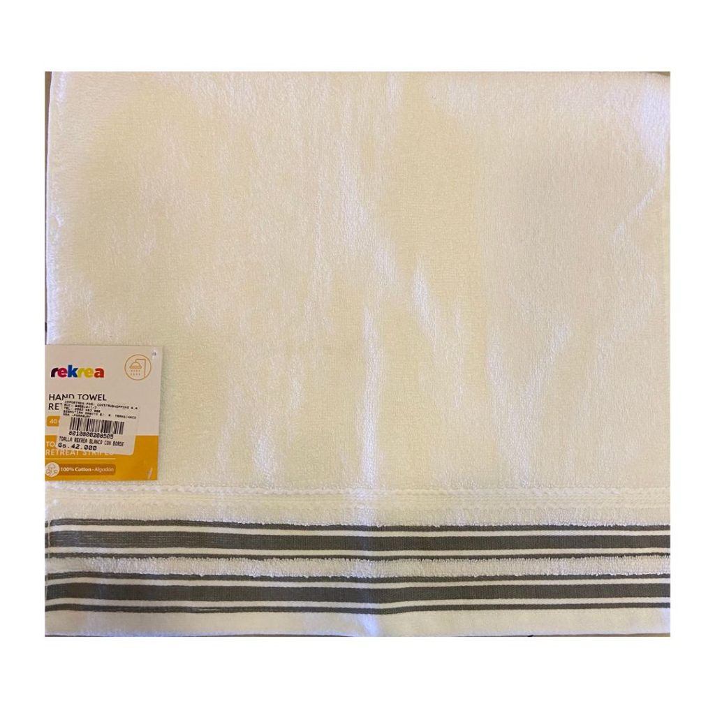 Toalla rekrea blanco con borde 40x70cm