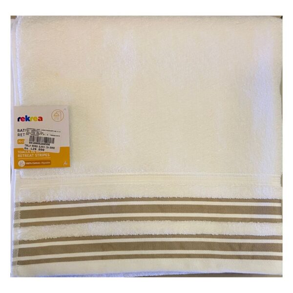 Toalla rekrea blanco con borde 70x140cm
