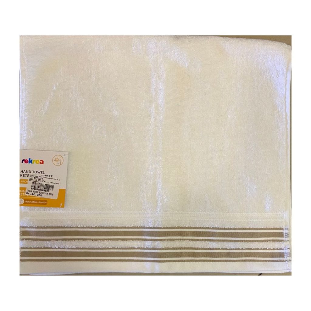 Toalla rekrea blanco con borde 40x70cm
