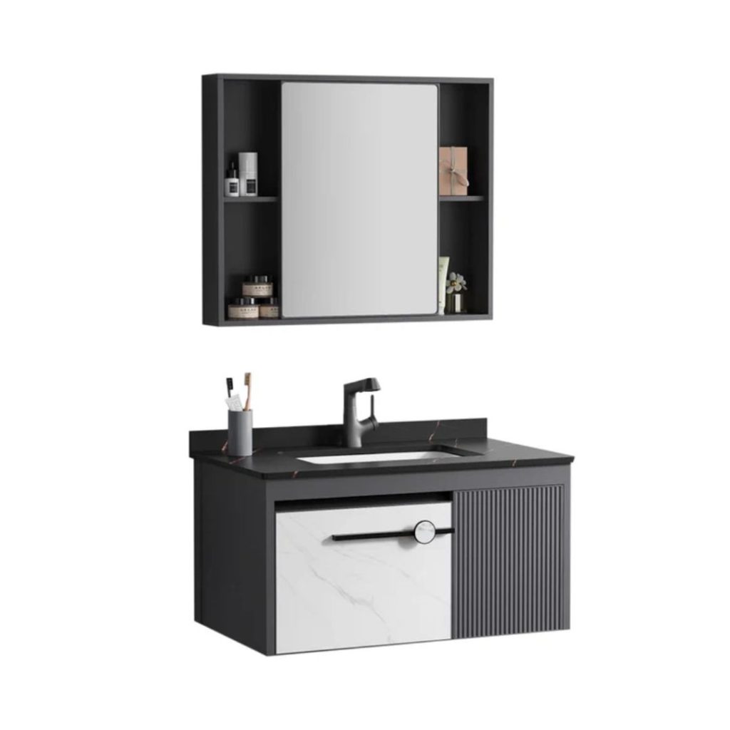 Mueble de baño con espejo kennedy blanco/negro