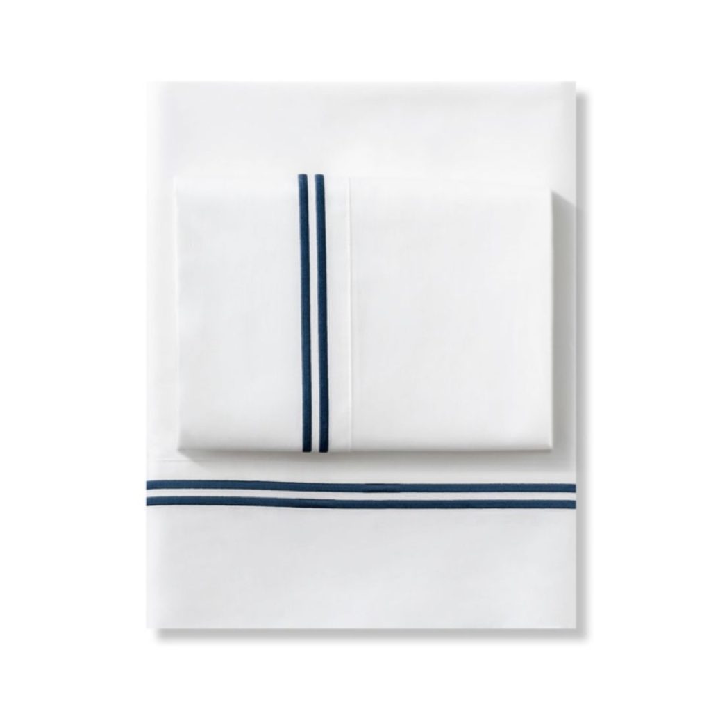 Juego de sabanas rekrea stripe border blanco navy
