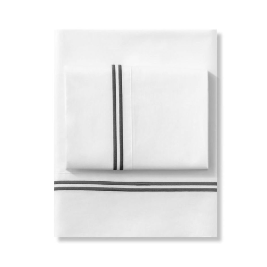Juego de sabanas rekrea stripe borde gris pardo